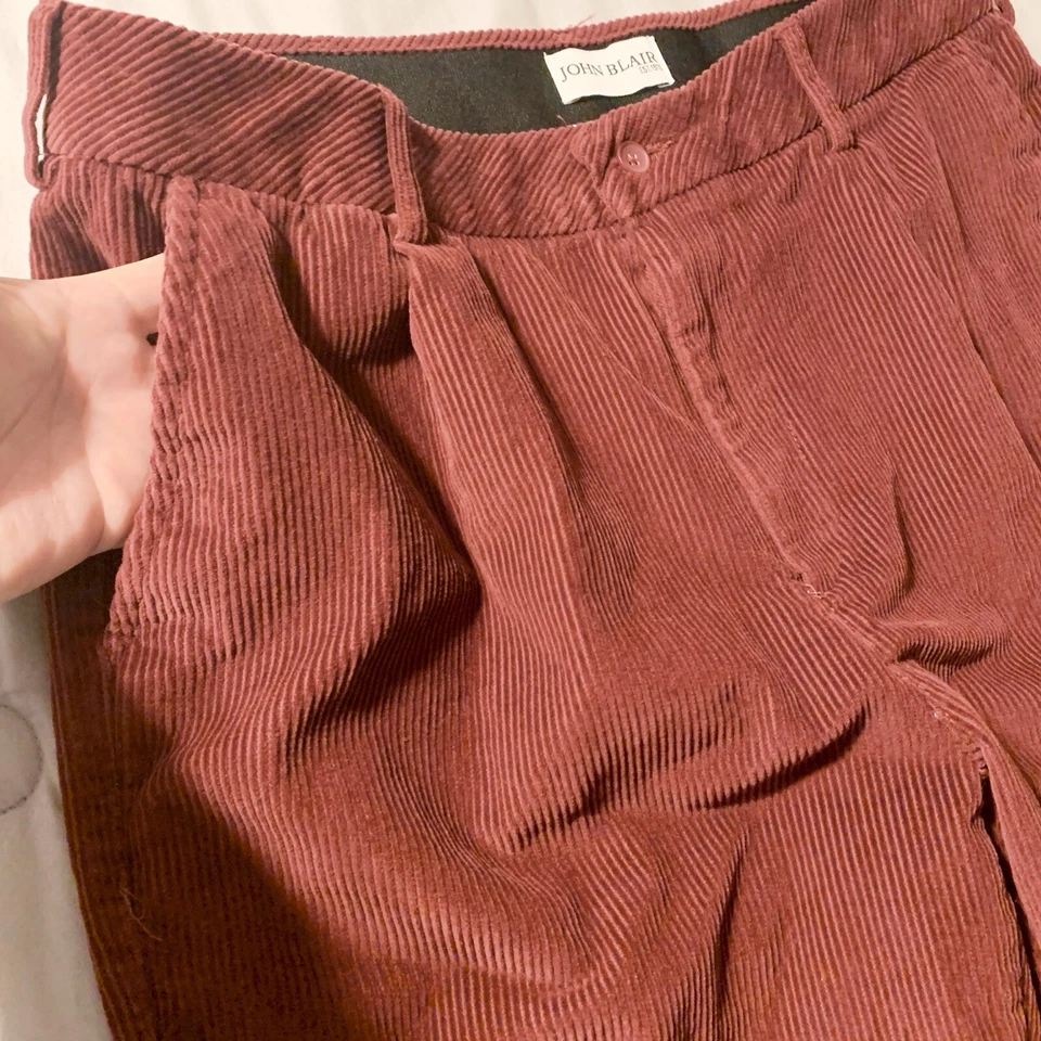 Vintage John Blair Pants Men 36M 36x28 Cinnamon Brown Corduroy Pleated Stretch - Image 4 of 4