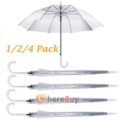 1~4 pcs Large Clear See Through Dome Umbrella Ladies