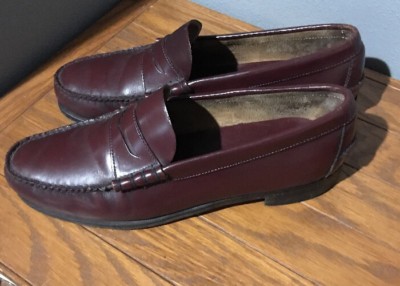 Florsheim Berkley Burgundy Leather Moc Toe Penny Loafers  display picture 3