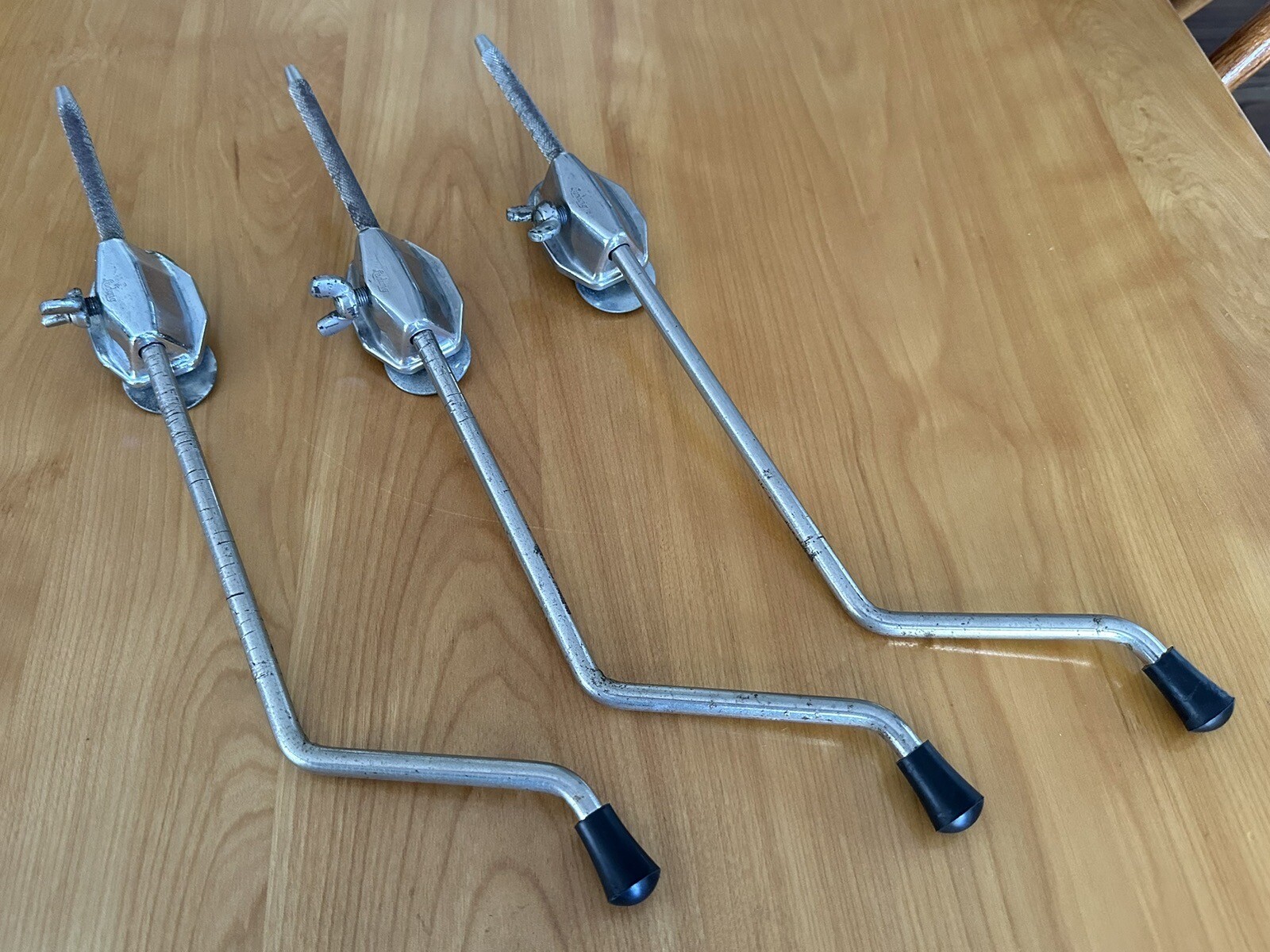 Vintage 60's Ludwig Floor Tom Drum Legs & Brackets Nickel Leg Bracket