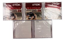 Lot of 5 TDK Camcorder DVD-RW 30 Min Video Rewritable Discs 1.4GB FREE SHIPPING
