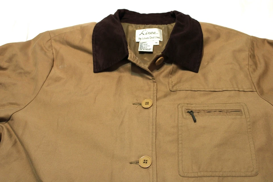 Vintage Linea by Louis Chore Coat Barn Jacket 1X Plus Button Tan Lightweight - Image 3 of 4