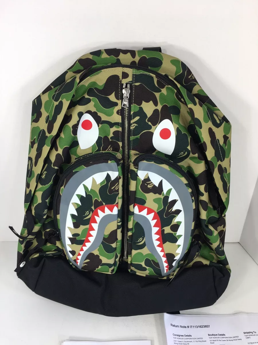 A Bathing Ape Shark Backpack 2019 Green Camo Monster Backpack