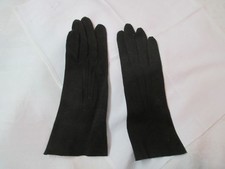 Vintage Italy Crescendoe Leather Tailored black cotton Ladies Gloves size 6 1/2