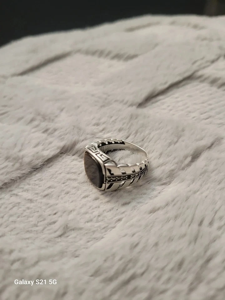 Anillo gema plata árabe (ojo de tigre) talla 9 Foto 4 de 4