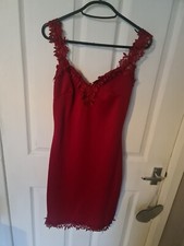 Red Statement Lace Crochet Embellished strappy dress sweetheart valentines sz M