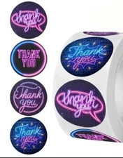 100 THANK YOU 1" ASSORTED STICKERS LABELS SEALS FEEDBACK Small Business NEON