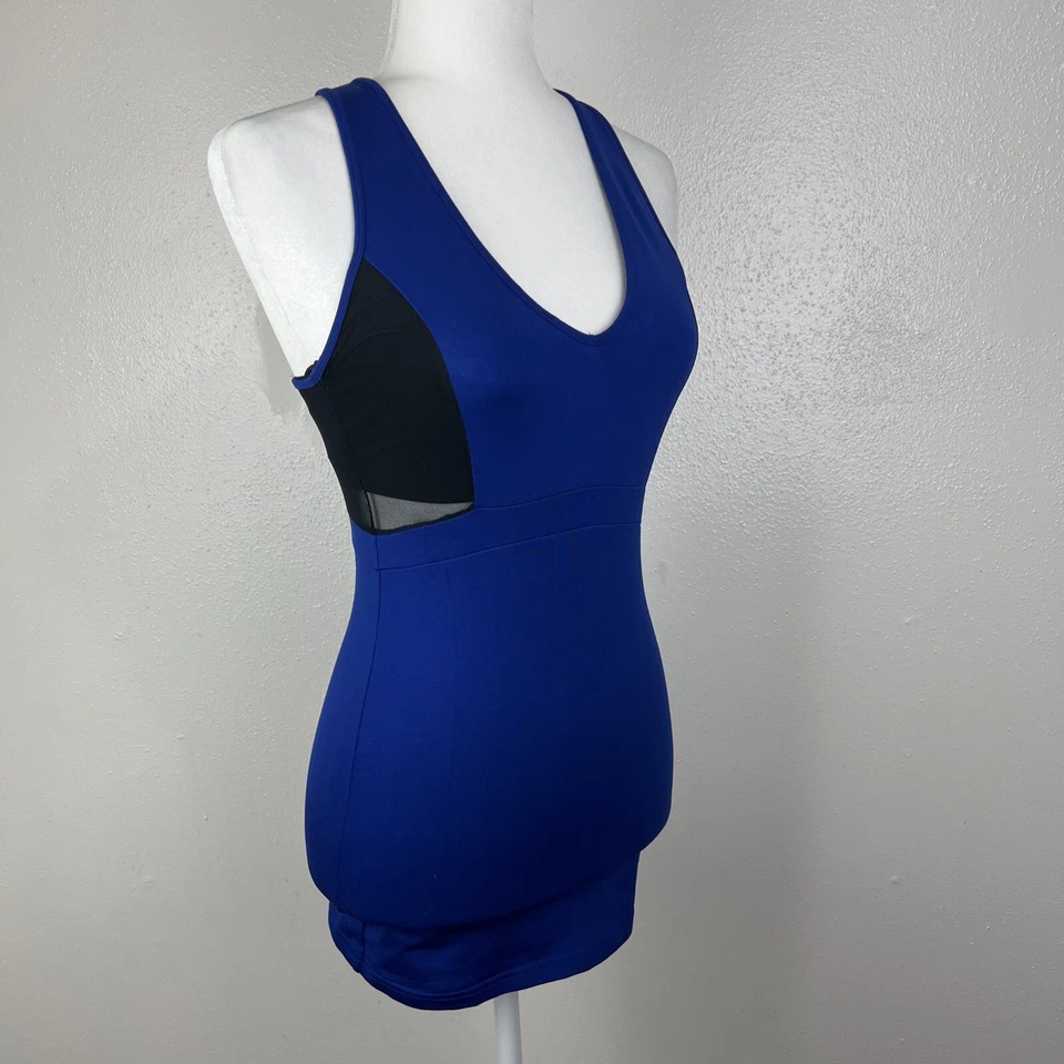 Camiseta sin mangas American Eagle para mujer pequeña azul negra malla cuello en V espalda deportiva activa Foto 4 de 4