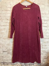 Old Navy Velvet Dress Womens Large Maroon Red Ribbed Fit & Flare Stretch