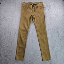 Denim Blvd Pants Women Size 5 Faux Suede Stretch Skinny Straight Yellow-Brown