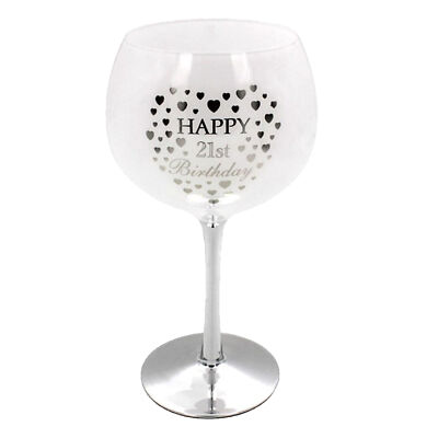 Heart to Home White & Silver Gin Cocktailglas 21st Birthday Herzdetail