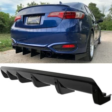 Glossy Rear Bumper Diffuser Lip 6 Fins Spoiler Splitter For Acura ILX 2013-2022