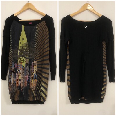 SAVE THE QUEEN Kleid Dress schwarz mehrfarbig Citymuster Berlin Gr. XS