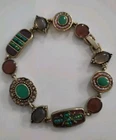 Vintage signed Liz Claiborne purple green enamel lucite rhinestone BRACELET
