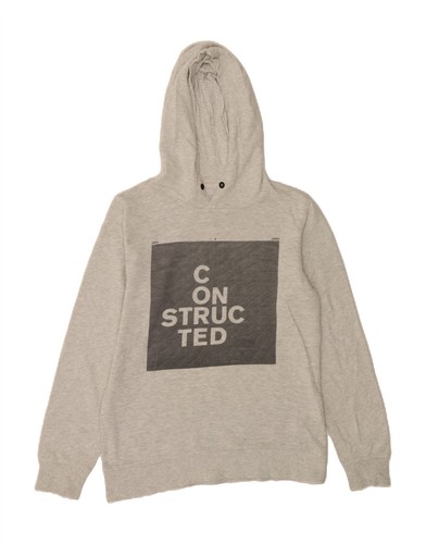 JACK & JONES Mens Graphic Hoodie Jumper Medium Grey Cotton CP37