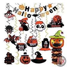 NEW DERAYEE Halloween Garland 32-Piece Halloween Decoration Set Paper