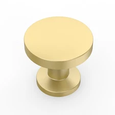 10 Pack Brushed Gold Cabinet Knobs Single Hole Cabinet Pulls Round Kitchen Ca...