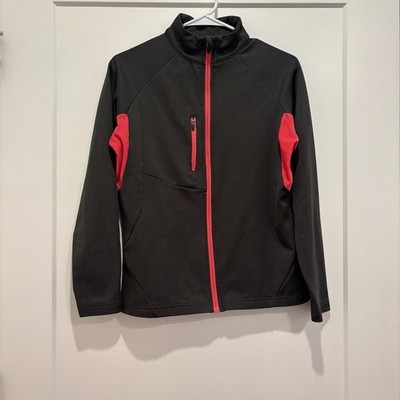 Tri-Mountain Performance Womens Small Black Red Softshell Full Zip Jacket Active
