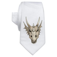 Weiße Krawatte / Krawatte "Drachenschädel" mit Geschenkbox (AT00018382)