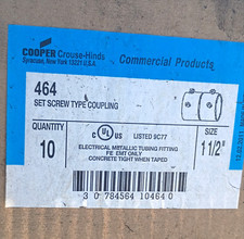 Cooper Crouse-Hinds 464 EMT Conduit Coupling 1-1/2 in Set Screw Metal Silver