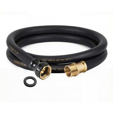 Garden Hose 5/8"x 10ft Brass Rubber Heavy Duty Water Hose 600 PSI Black  Solid