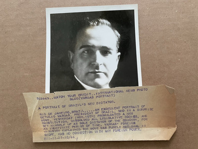 NEWS PHOTO 1937 Rio de Janeiro Brazil Getulio Vargas Dictator President #291