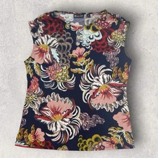 7th Avenue New York And Co Sleeveless Blouse Floral Print Keyhole Neck Sz Large