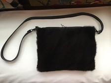 Real Fur Purse / Hand Muff Black Mink 11  wide x 9  tall Soft Padded New