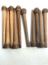 Wood Bobbins Spools Industrial Style Spindles 8" and 8.75" Wooden Quills Lot-10