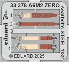 Eduard 1/32 A6M2 Zero Seatbelt STEEL (Tamiya) 33378