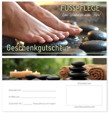 Geschenkgutscheine Gutscheinkarten Fußpflege Wellness  Podologie FUSSPFLEGE
