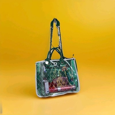 ''DIANA&CO'' SHOPPER TRANSPARENT GRÜN+KETTENELEMENT STYLISCH NEUWERTIG EXTRAVAGANT
