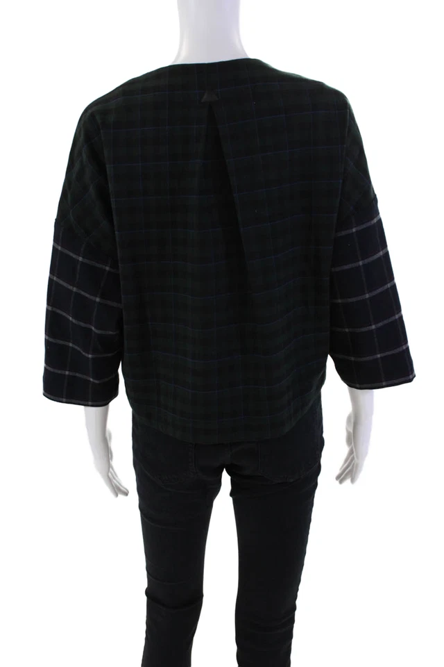 Blusa Band Of Outsiders para mujer cuello redondo mangas cortas multicolor a cuadros talla S Foto 3 de 4