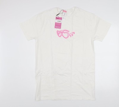 Basic-T-Shirt Damen UK Größe S Love Island weiß