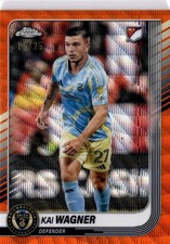 Kai Wagner 2025 Topps Chrome MLS Orange Wave #64 Philadelphia Union #11/25
