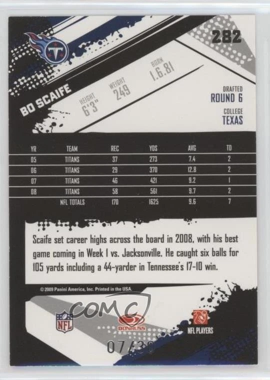 2009 Score Inscriptions Red Zone /30 Bo Scaife #282 - Image 2 of 2