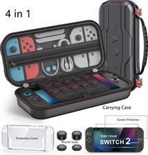 for Nintendo Switch 2-Carrying Case w/Thumb Grip Caps,Screen Protectors Cover