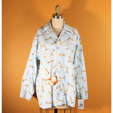 Deadstock 1950s Novelty Blue Best Supporting Role Pajama Top by Pleetway