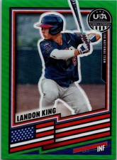 2026 Panini Stars & Stripes Prizm USA Baseball #16 Landon King Green