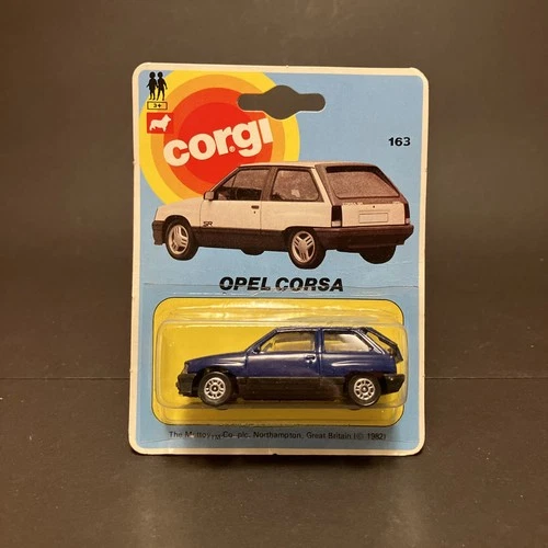 Rare Corgi Juniors 1982 Opel Corsa 163 Mint Boxed Vintage Die-cast Toy Car Blue