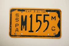 Pennsylvania Motorcycle License Plate (G4R/JSF6) 1955 M155 MC Blue Gold 1956