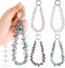 4Pcs Crystal Beaded Phone Wrist Strap Lanyard Keychain Wristlet Chain for Cell P