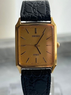 SEIKO Spirit 7N01-5180 Gold Rectangular Quartz Watch Men's Vintage