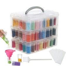 3-Tier Diamond Painting Storage Containers Portable Bead Organizer and Storag...