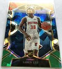 2020-21 Select Basketball Saben Lee Pistons Red White & Green Cracked Ice RC #97