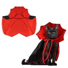 Halloween Cat Vampire Cloak Costume Adjustable Red Black Pet Cape Costume Clothe