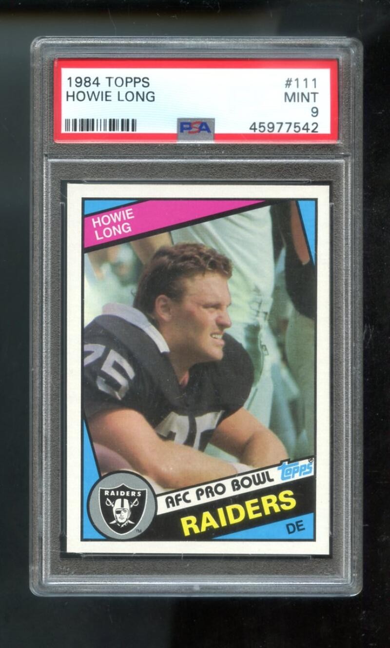 1984 Topps #111 Howie Long Raiders RC ROOKIE PSA 9 MINT Graded Football Card NFL