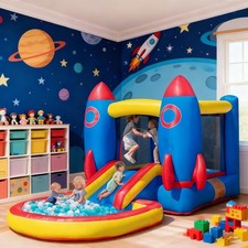 Inflatable Bounce House with Slide Ball Pit and Basketball Hoop for Kids Toddler