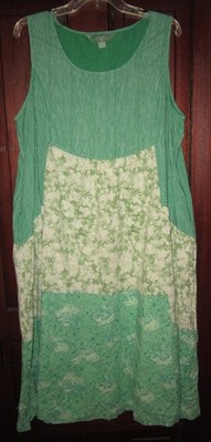 April Cornell XXL Dress Sleeveless Pairie Patchwork Floral Striped Print Pockets