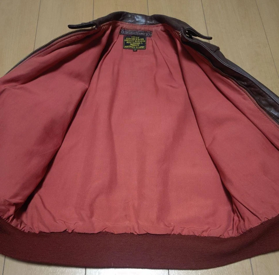 Chaqueta de Bombardero de Vuelo AERO Cuero A-2 Ejército de EE. UU. Hombre Marrón Talla 38 Usada Foto 4 de 4